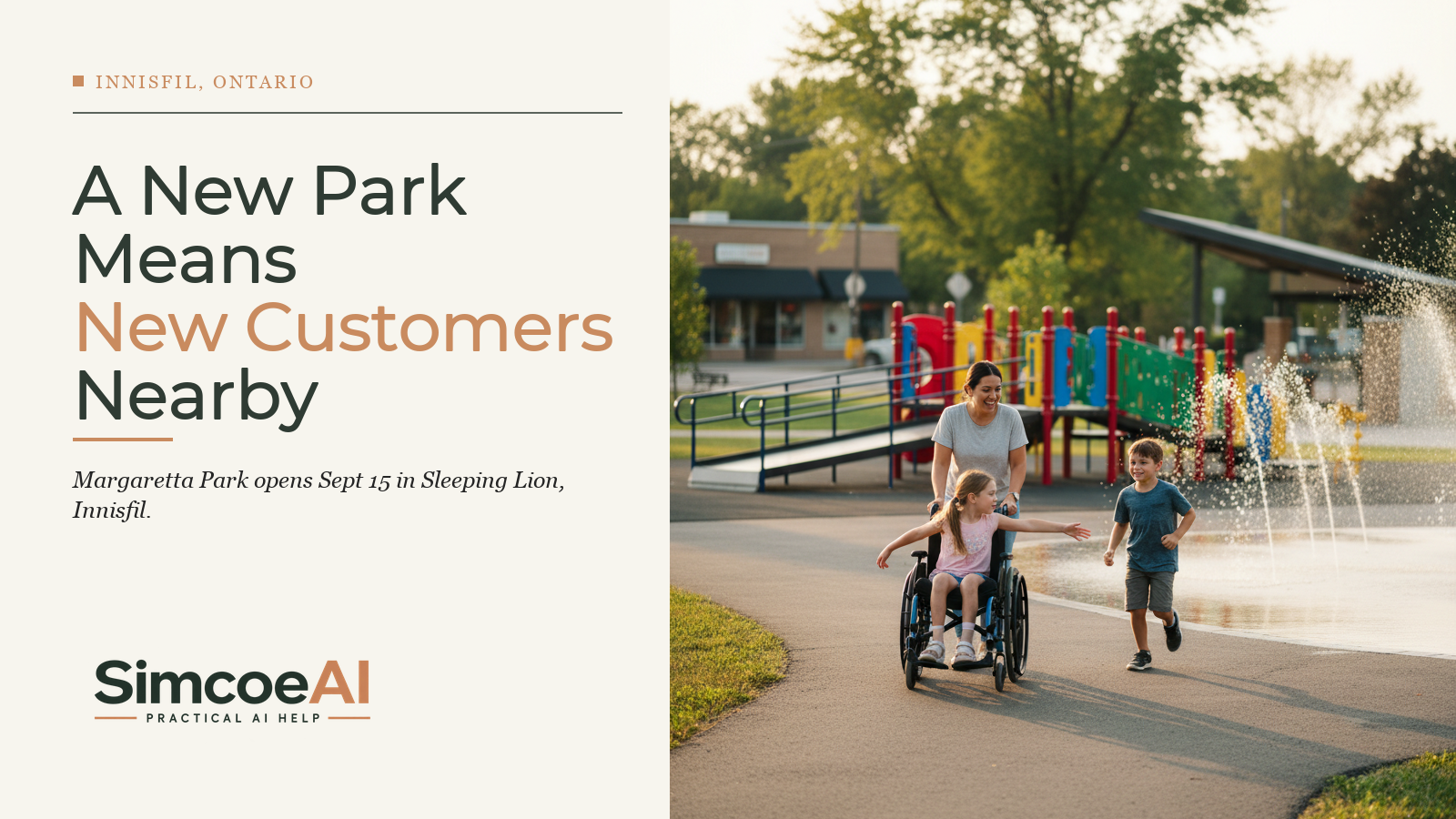 Header image: Innisfil's New Accessible Park Opens Sept 15: What It Means for Nearby Small Businesses